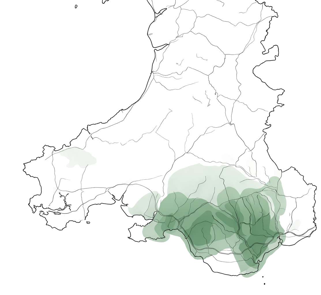Illustrated map highlighting South Wales